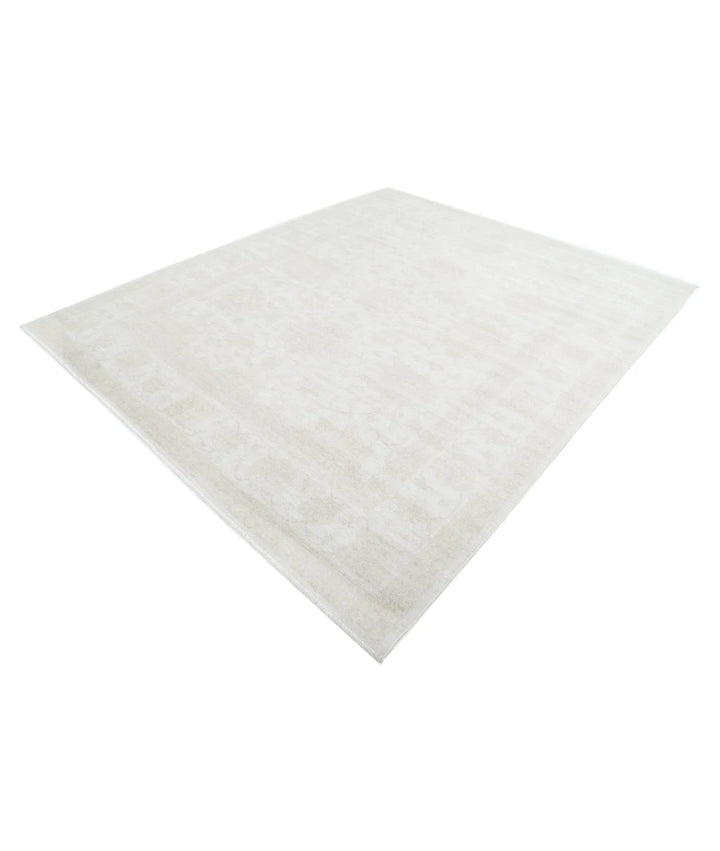 Ivory Afghan Tabriz Rug 8' 3" x 9' 7" Hand-Knotted | No. AT67155