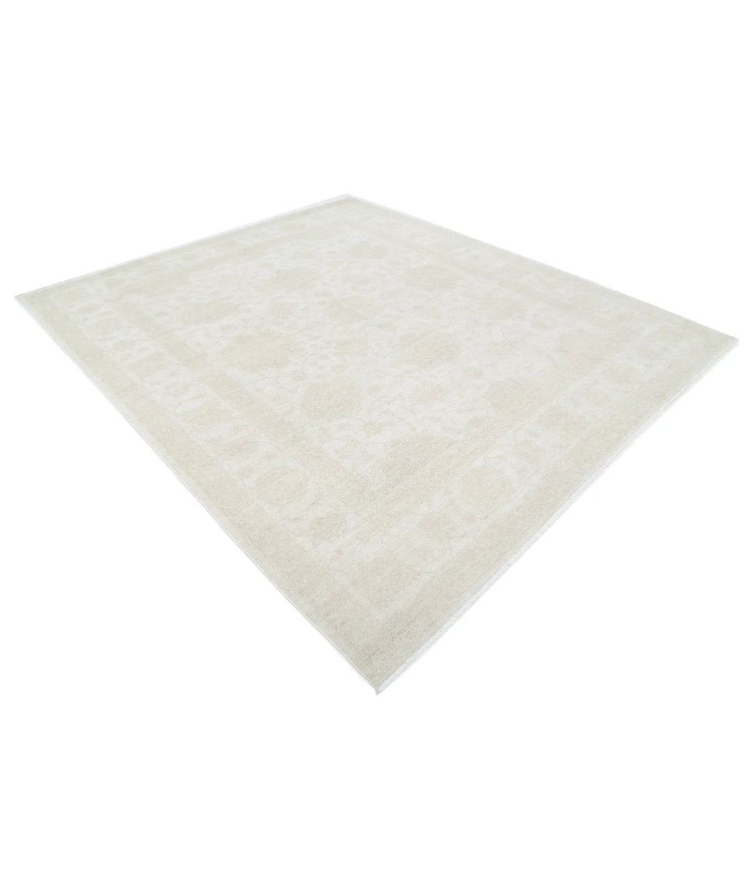 Ivory Afghan Tabriz Rug 8' 3" x 9' 7" Hand-Knotted | No. AT67155