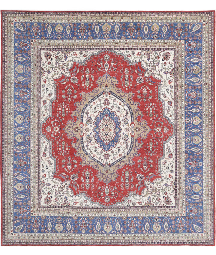 Red Afghan Heriz Rug 14' 2" x 15' 2" Hand-Knotted | No. AT672053