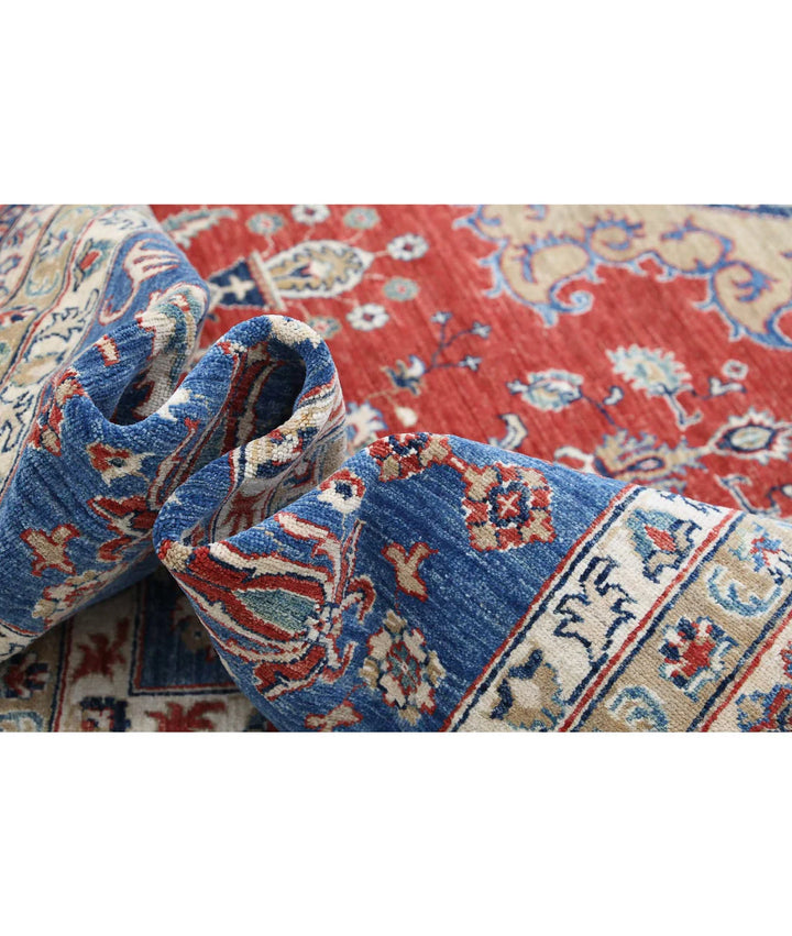 Red Afghan Heriz Rug 14' 2" x 15' 2" Hand-Knotted | No. AT672053