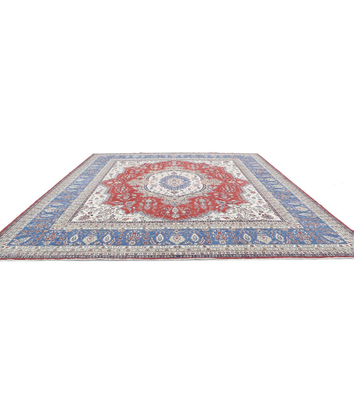 Red Afghan Heriz Rug 14' 2" x 15' 2" Hand-Knotted | No. AT672053