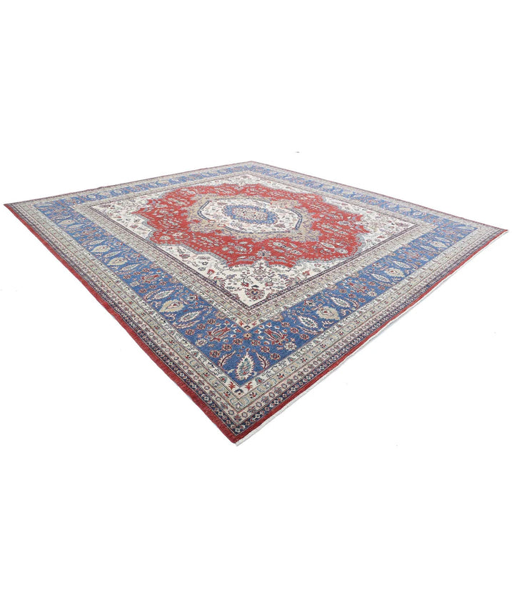 Red Afghan Heriz Rug 14' 2" x 15' 2" Hand-Knotted | No. AT672053