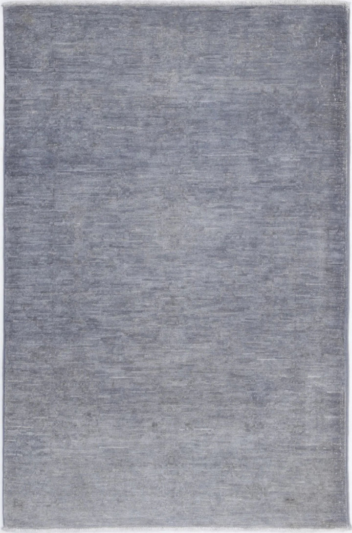Grey Afghan Overdye Rug 2' 1" x 3' 3" Hand-Knotted | No. AT67248