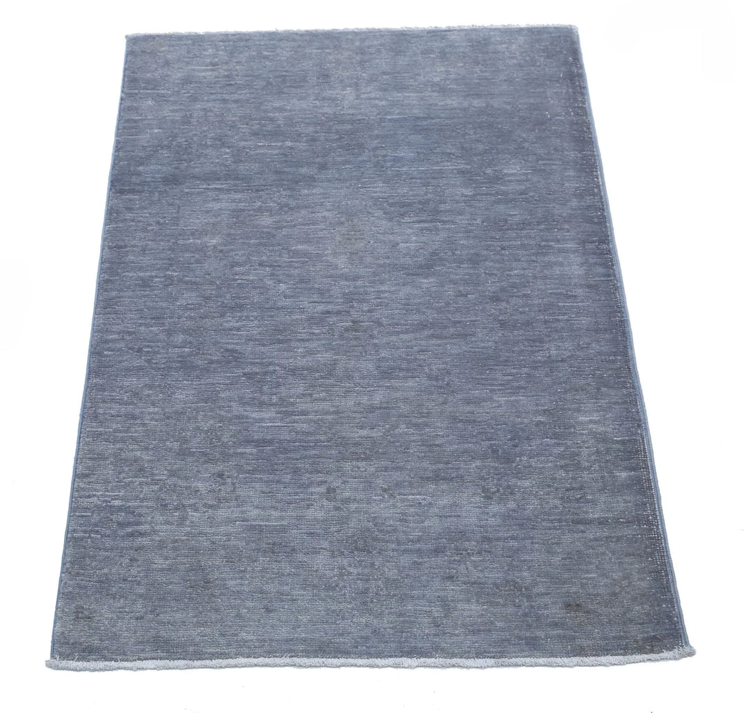 Grey Afghan Overdye Rug 2' 1" x 3' 3" Hand-Knotted | No. AT67248