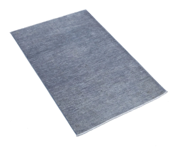 Grey Afghan Overdye Rug 2' 1" x 3' 3" Hand-Knotted | No. AT67248