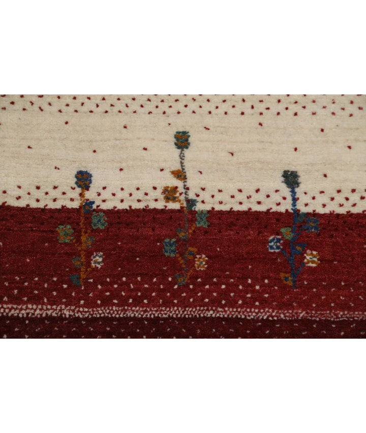 Ivory Indian Oriental Rug 4' 10" x 6' 6" Hand-Knotted | No. AT67273