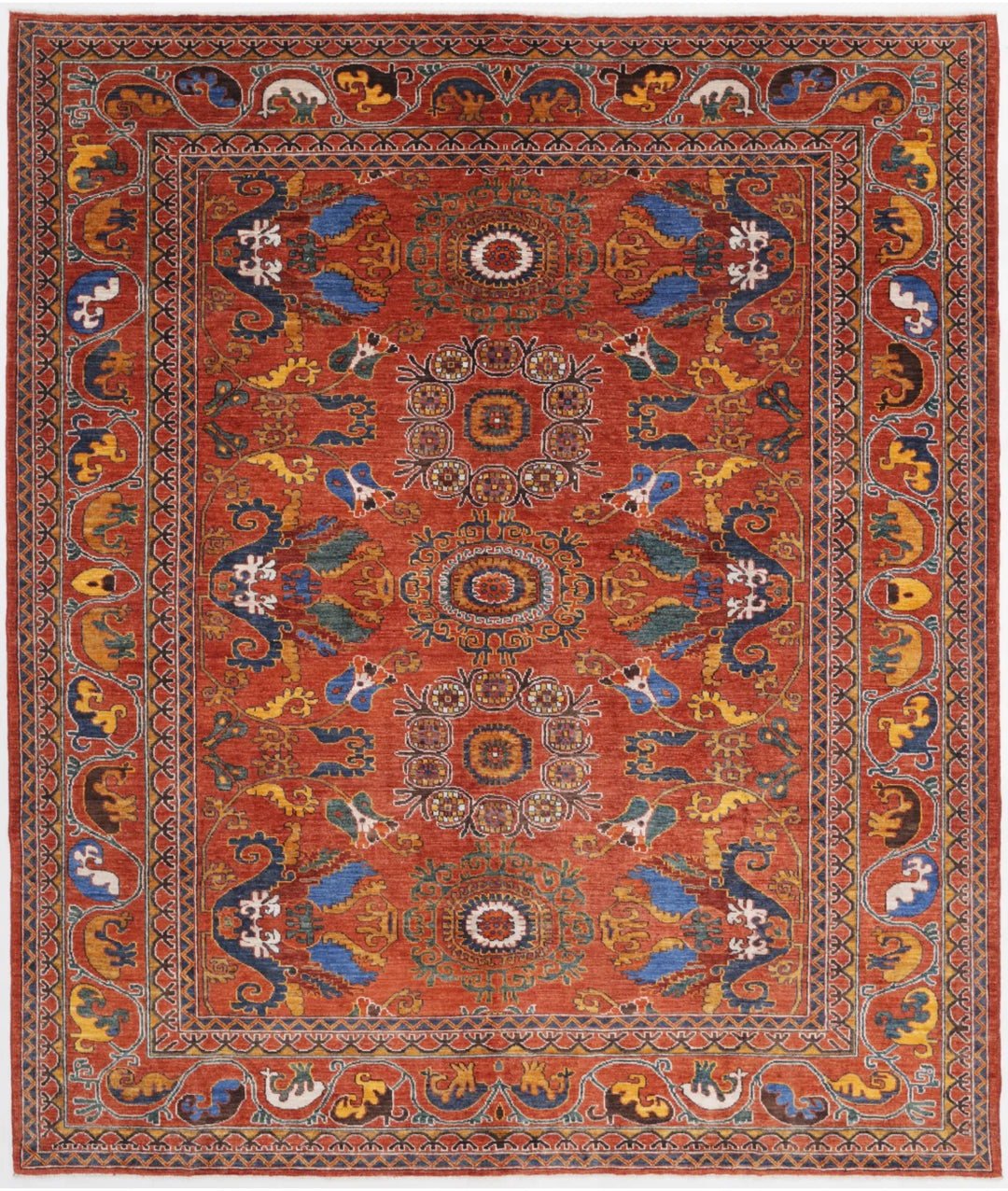 Afghan Humna Rug 8' 4" x 9' 8" Hand-Knotted | No. AT67302