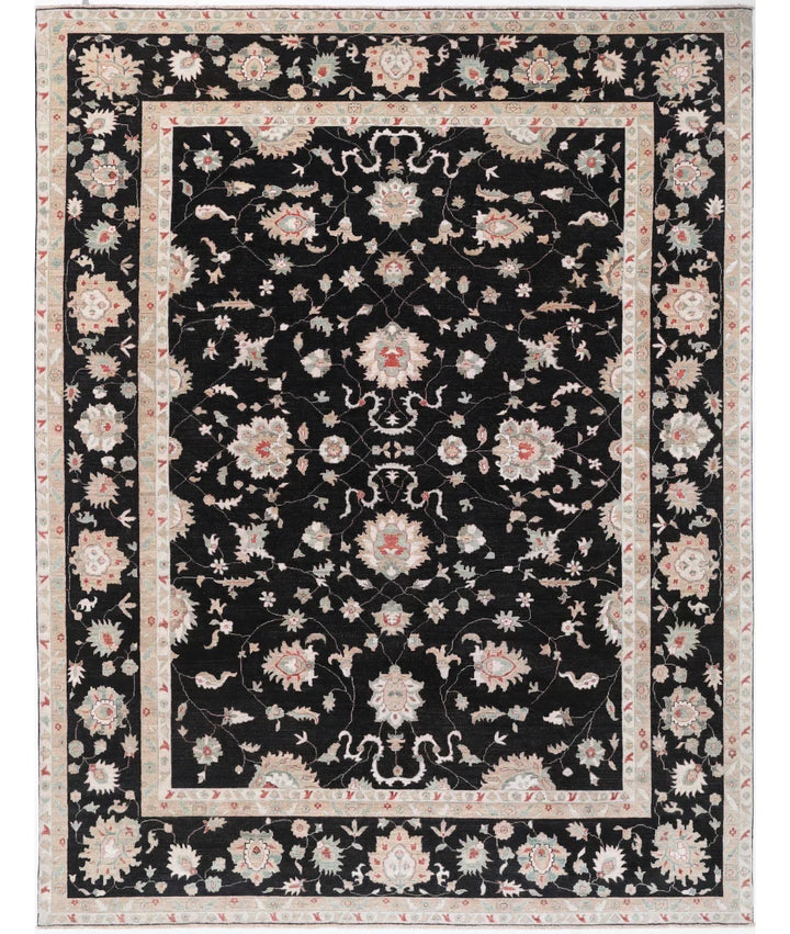 Black Afghan Ziegler Rug 8' 8" x 11' 9" Hand-Knotted | No. AT673281