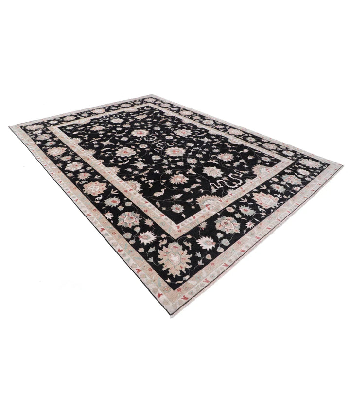 Black Afghan Ziegler Rug 8' 8" x 11' 9" Hand-Knotted | No. AT673281