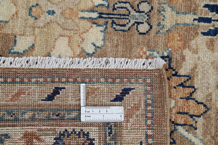 Ivory Afghan Ziegler Rug 6' 5" x 9' 4" Hand-Knotted | No. AT67335