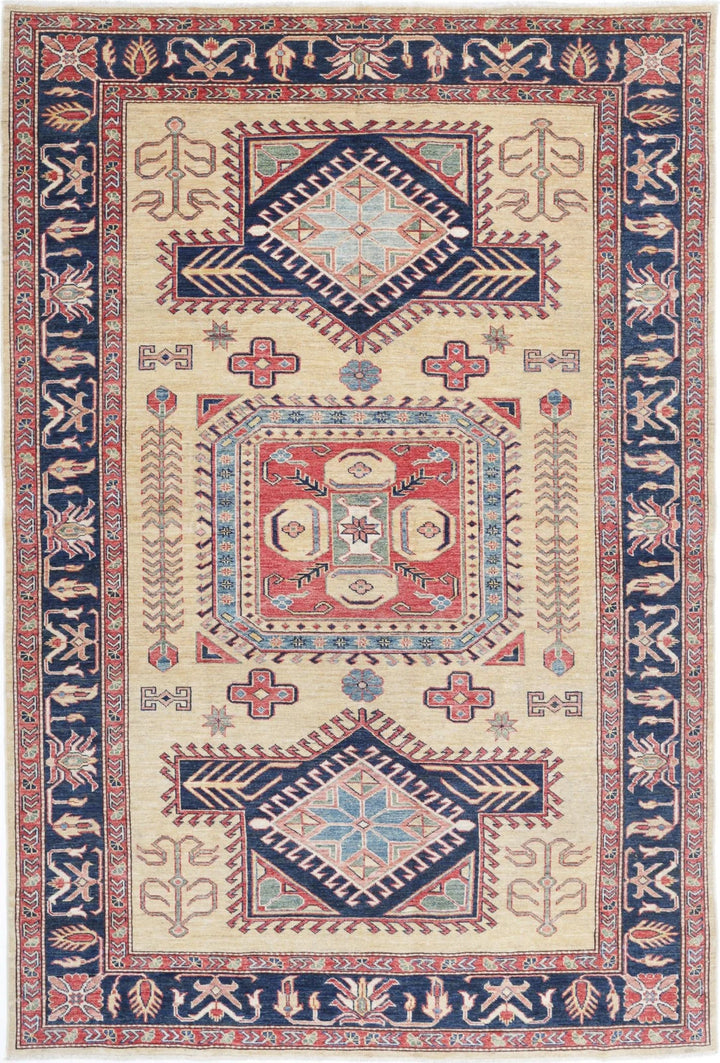 Afghan Royal Kazak Rug 5' 7" x 8' 4" Hand-Knotted | No. AT67351