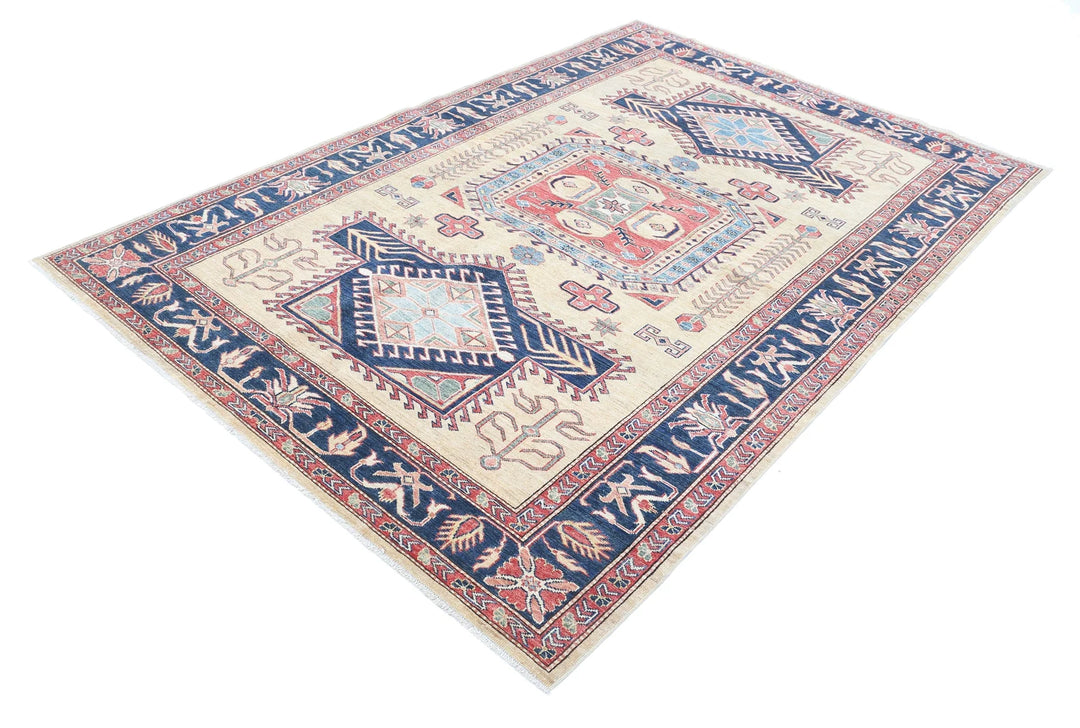 Afghan Royal Kazak Rug 5' 7" x 8' 4" Hand-Knotted | No. AT67351