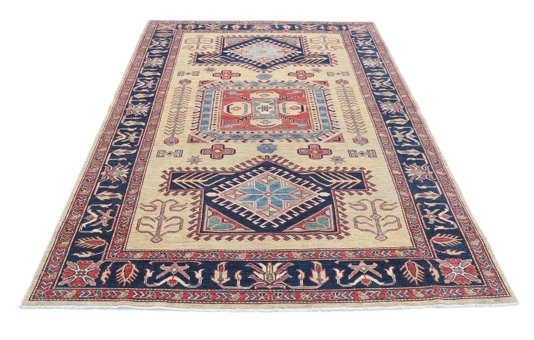Afghan Royal Kazak Rug 5' 7" x 8' 4" Hand-Knotted | No. AT67351