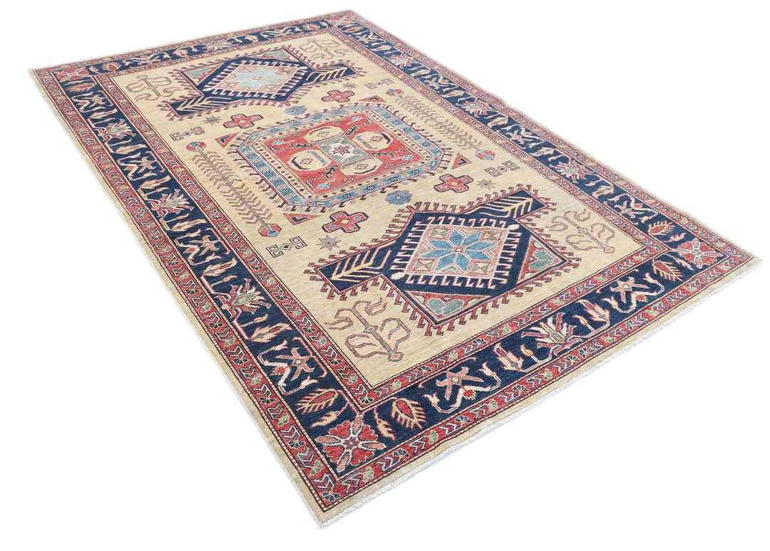 Afghan Royal Kazak Rug 5' 7" x 8' 4" Hand-Knotted | No. AT67351