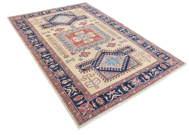 Afghan Royal Kazak Rug 5' 7" x 8' 4" Hand-Knotted | No. AT67351