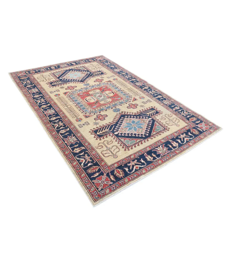 Afghan Royal Kazak Rug 5' 7" x 8' 4" Hand-Knotted | No. AT67351