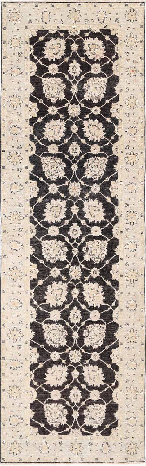 Afghan Ziegler Tabriz Rug 3' 10" x 12' 8" Hand-Knotted | No. AT67374