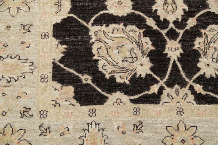 Afghan Ziegler Tabriz Rug 3' 10" x 12' 8" Hand-Knotted | No. AT67374