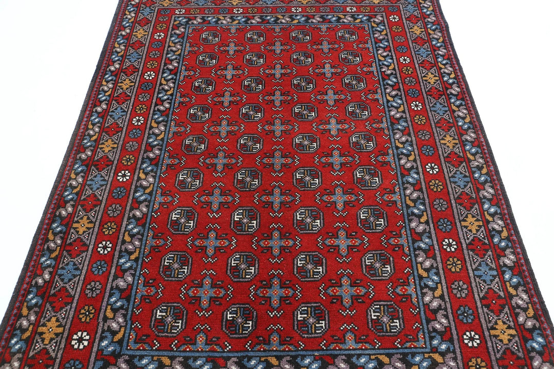 Afghan Akcha Revival Rug 5' 0" x 6' 7" Hand-Knotted | No. AT67509