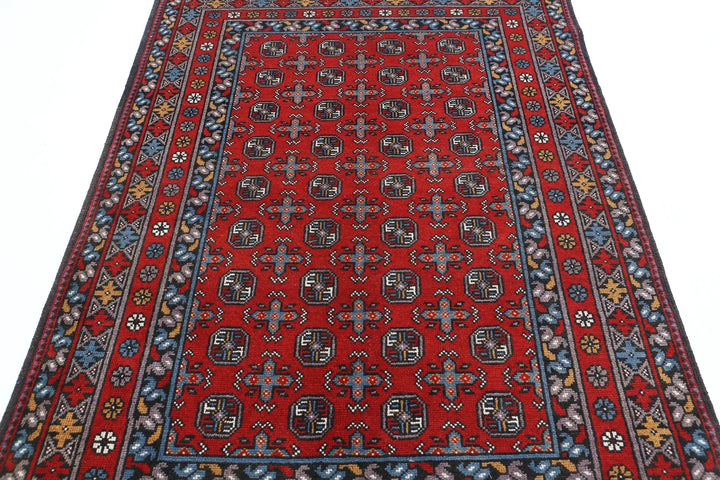 Afghan Akcha Revival Rug 5' 0" x 6' 7" Hand-Knotted | No. AT67509