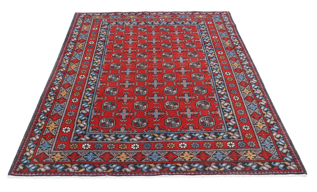 Afghan Akcha Revival Rug 5' 0" x 6' 7" Hand-Knotted | No. AT67509