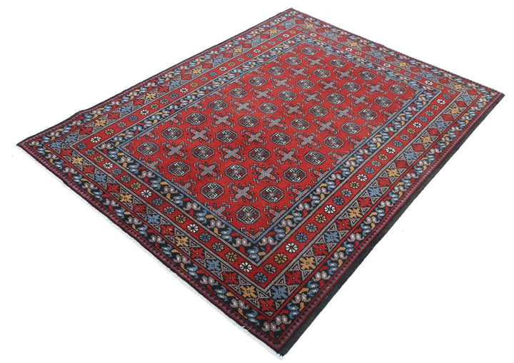 Afghan Akcha Revival Rug 5' 0" x 6' 7" Hand-Knotted | No. AT67509