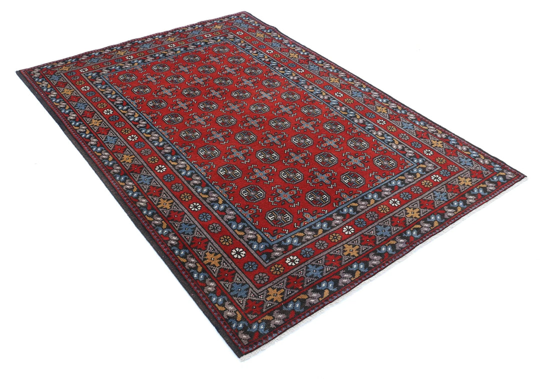 Afghan Akcha Revival Rug 5' 0" x 6' 7" Hand-Knotted | No. AT67509