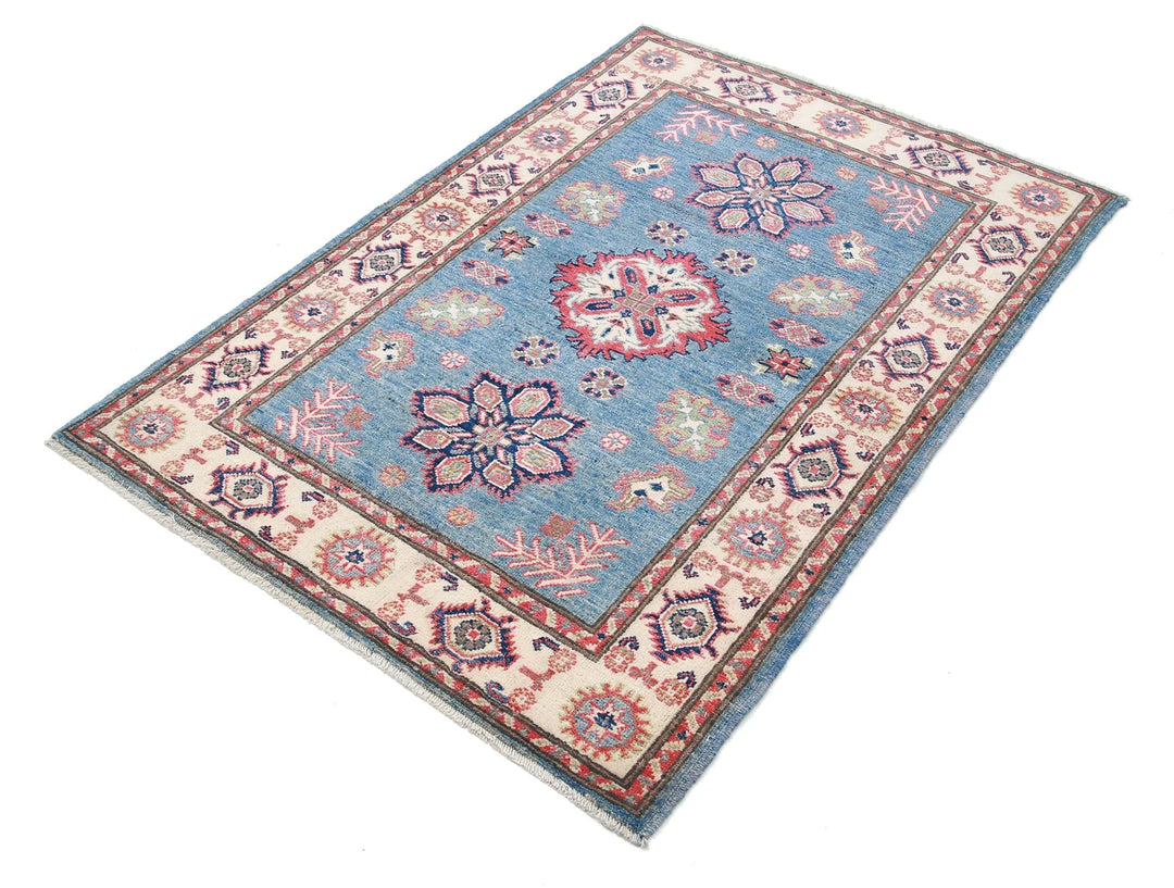 Afghan Kazak Rug 3' 3" x 4' 9" Hand-Knotted | No. AT67544