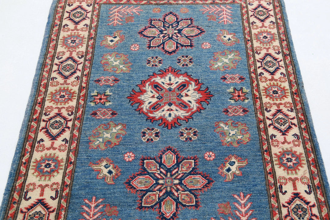 Afghan Kazak Rug 3' 3" x 4' 9" Hand-Knotted | No. AT67544