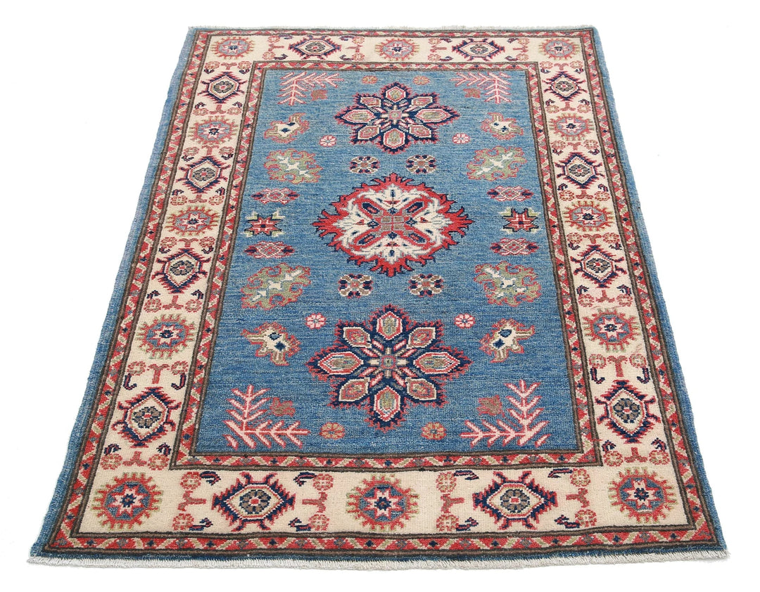 Afghan Kazak Rug 3' 3" x 4' 9" Hand-Knotted | No. AT67544
