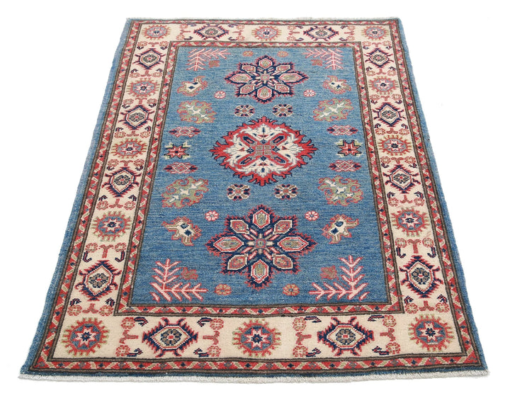 Afghan Kazak Rug 3' 3" x 4' 9" Hand-Knotted | No. AT67544
