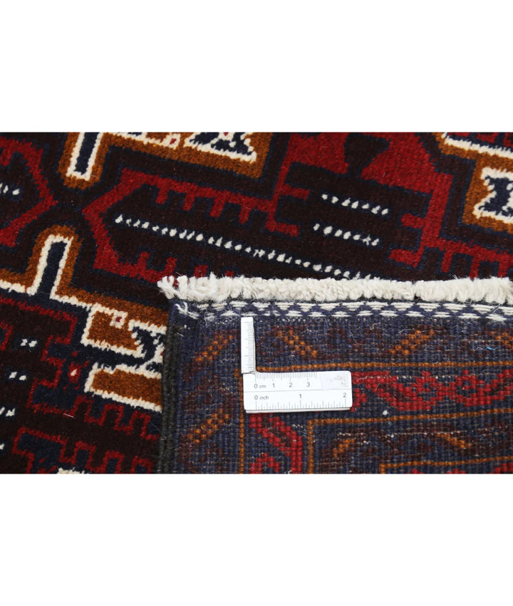 Red Afghan Baluchi Rug 2' 11" x 4' 10" Hand-Knotted | No. AT67713