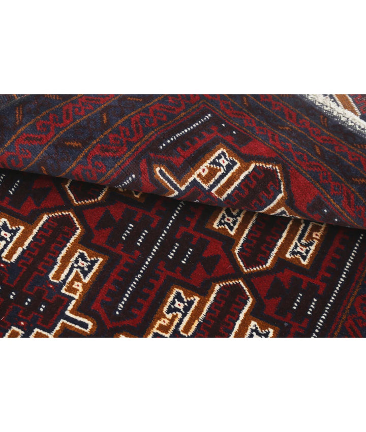 Red Afghan Baluchi Rug 2' 11" x 4' 10" Hand-Knotted | No. AT67713