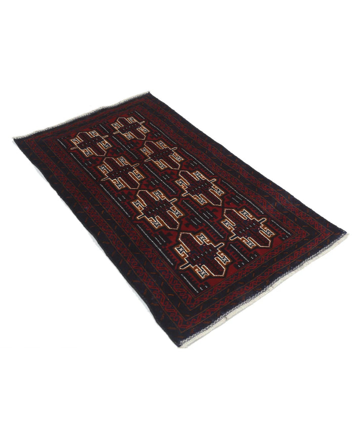 Red Afghan Baluchi Rug 2' 11" x 4' 10" Hand-Knotted | No. AT67713