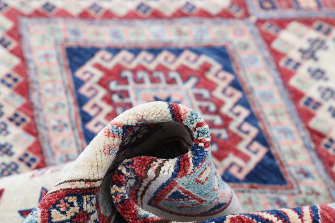 Afghan Royal Kazak Rug 5' 11" x 6' 7" Hand-Knotted | No. AT67738