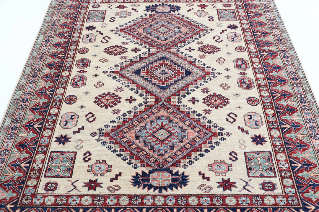 Afghan Royal Kazak Rug 5' 11" x 6' 7" Hand-Knotted | No. AT67738