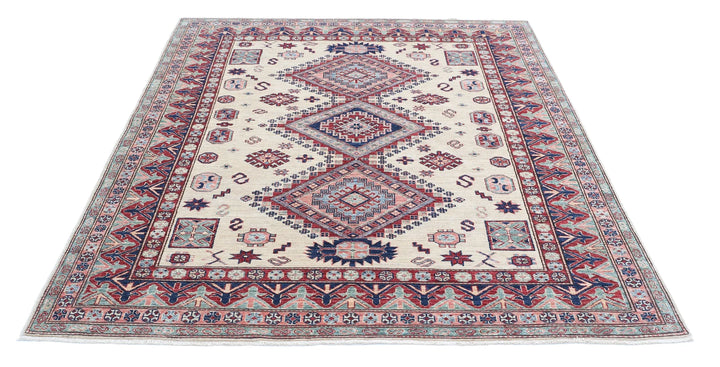 Afghan Royal Kazak Rug 5' 11" x 6' 7" Hand-Knotted | No. AT67738