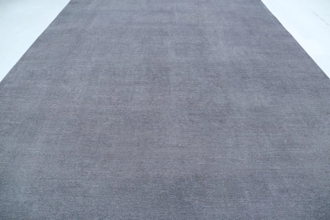 Grey Afghan Overdye Rug 10' 6" x 14' 7" Hand-Knotted | No. AT67800
