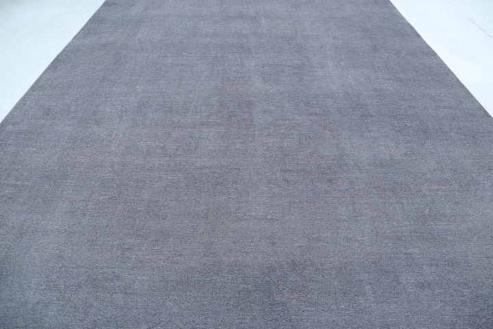 Grey Afghan Overdye Rug 10' 6" x 14' 7" Hand-Knotted | No. AT67800