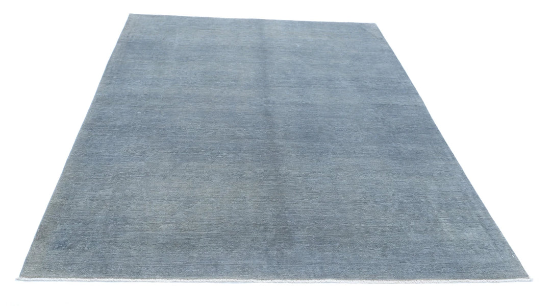 Grey Afghan Overdye Rug 6' 0" x 7' 10" Hand-Knotted | No. AT68040