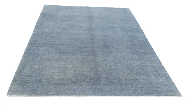 Grey Afghan Overdye Rug 6' 0" x 7' 10" Hand-Knotted | No. AT68040