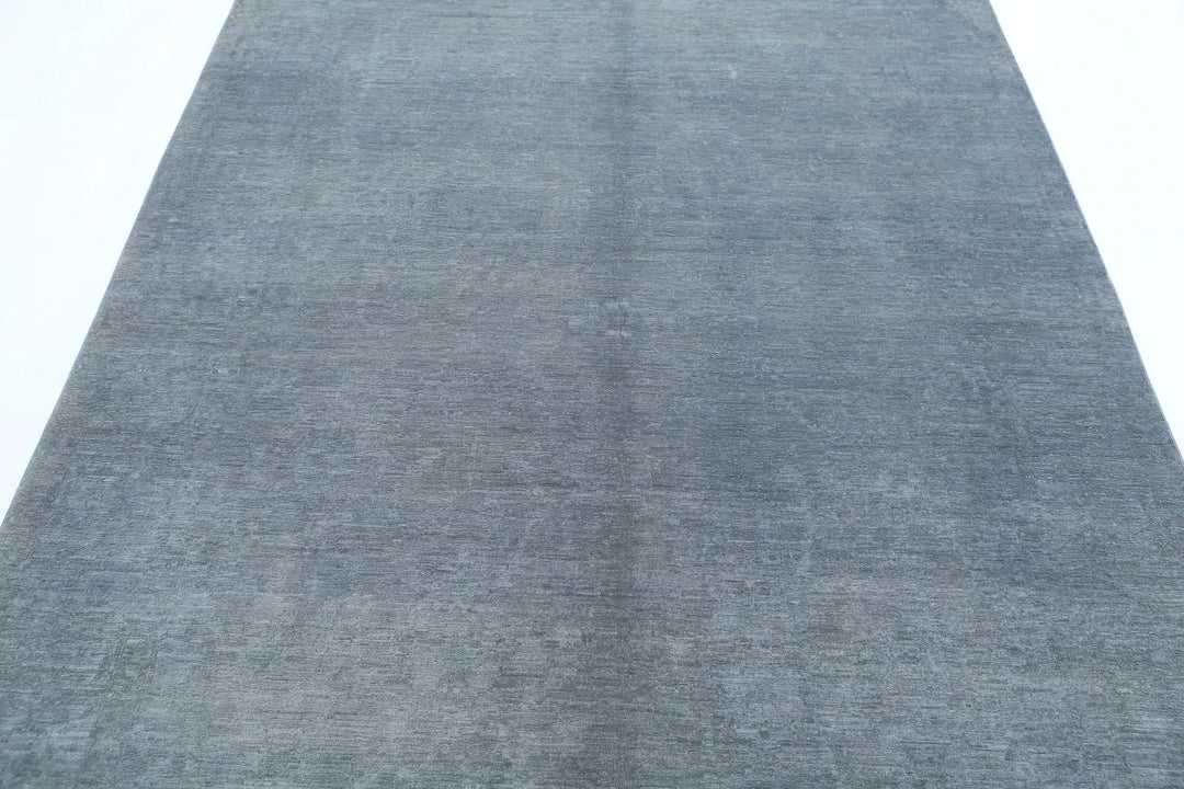 Grey Afghan Overdye Rug 6' 0" x 7' 10" Hand-Knotted | No. AT68040