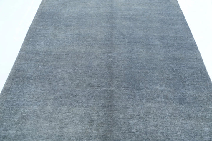 Grey Afghan Overdye Rug 6' 0" x 7' 10" Hand-Knotted | No. AT68040