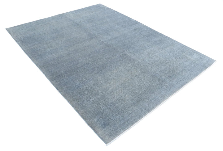 Grey Afghan Overdye Rug 6' 0" x 7' 10" Hand-Knotted | No. AT68040