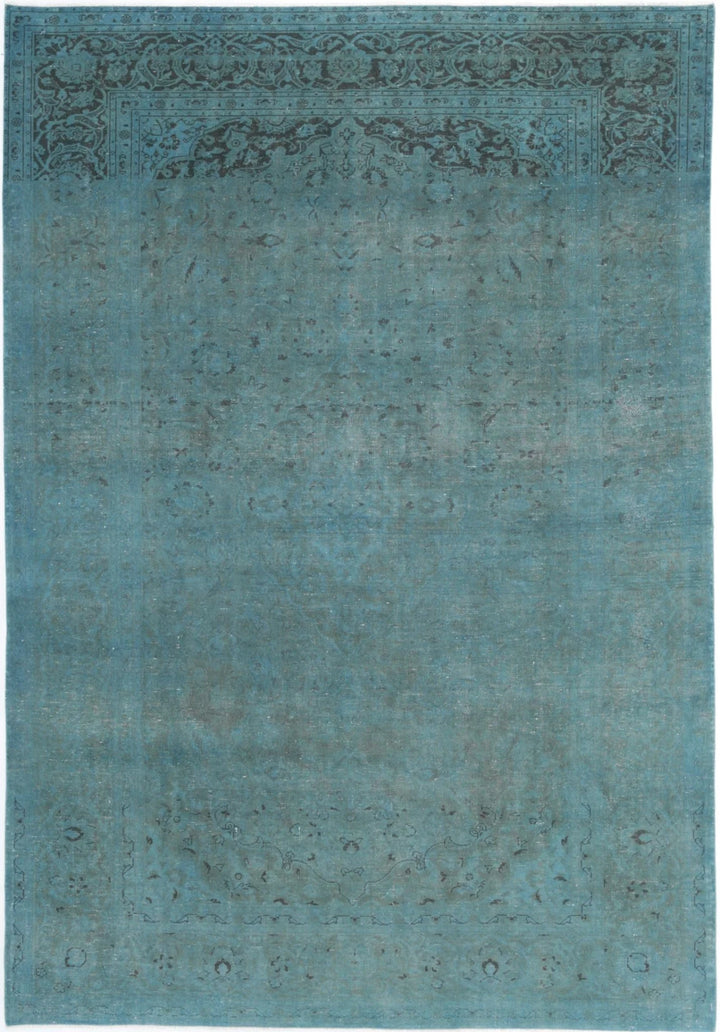 Teal Persian Overdye Rug 6' 8" x 10' 0" Hand-Knotted | No. AT68145