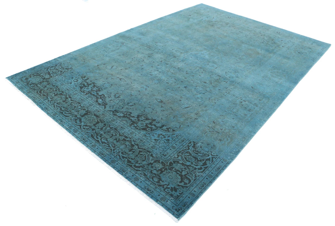 Teal Persian Overdye Rug 6' 8" x 10' 0" Hand-Knotted | No. AT68145