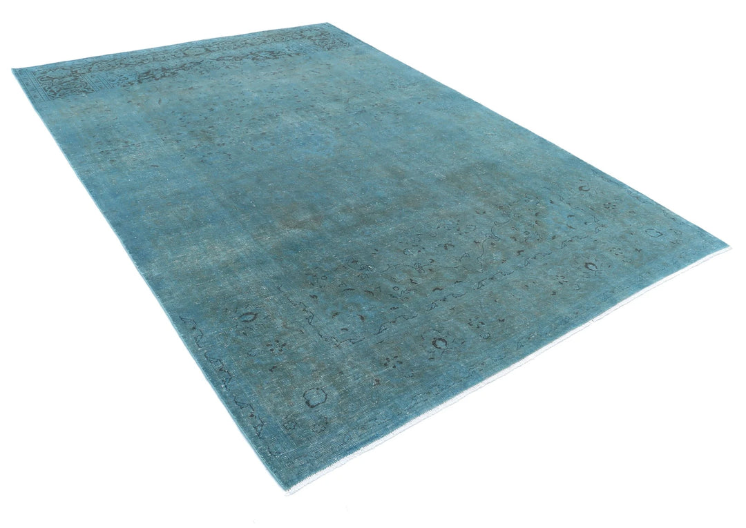 Teal Persian Overdye Rug 6' 8" x 10' 0" Hand-Knotted | No. AT68145