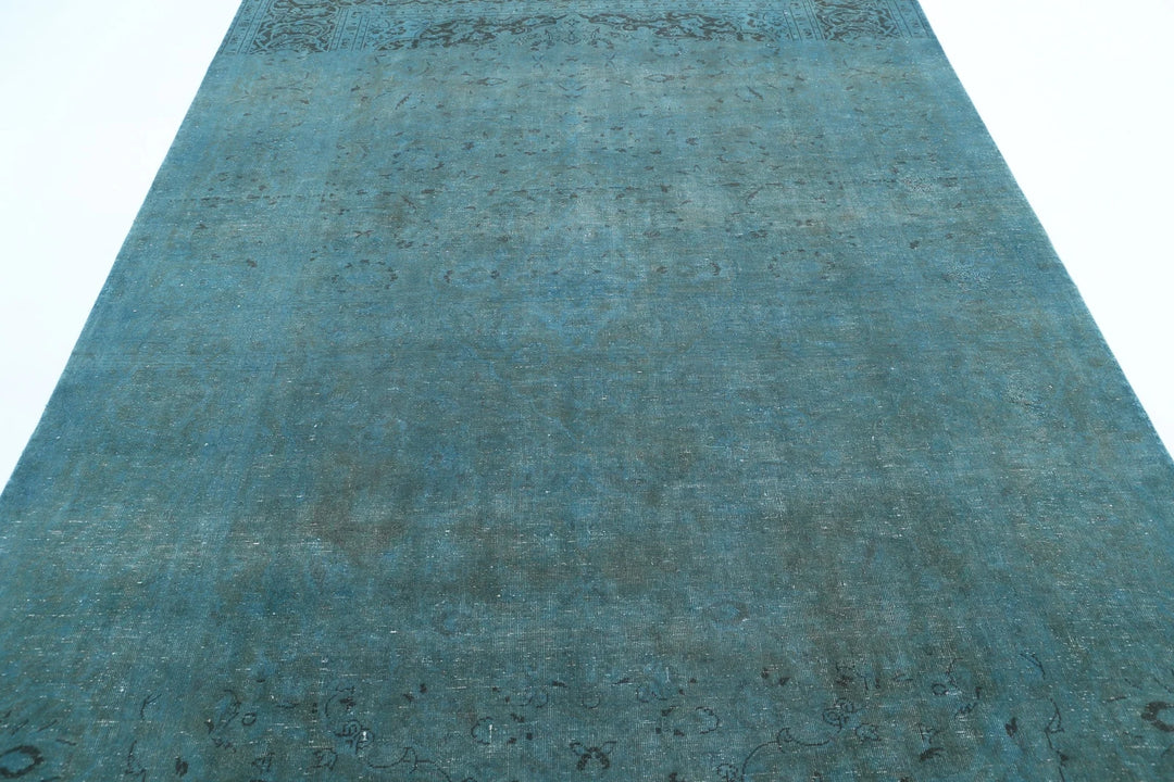 Teal Persian Overdye Rug 6' 8" x 10' 0" Hand-Knotted | No. AT68145