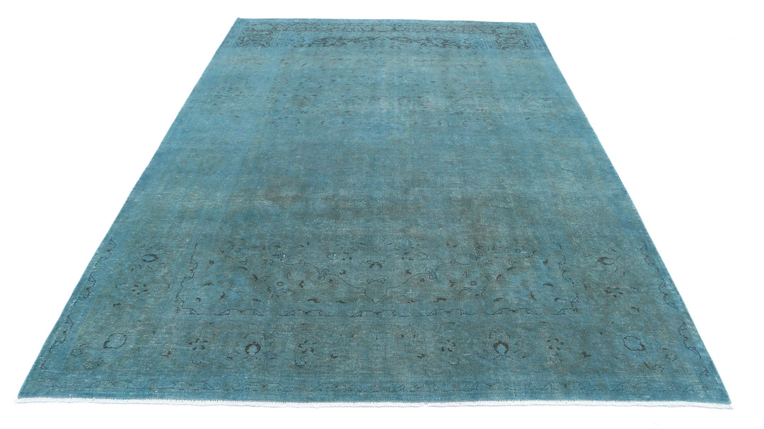 Teal Persian Overdye Rug 6' 8" x 10' 0" Hand-Knotted | No. AT68145