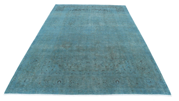 Teal Persian Overdye Rug 6' 8" x 10' 0" Hand-Knotted | No. AT68145